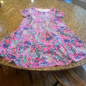 Lilly Pulitzer Pink and Blue Ruffled Tiered Sundress